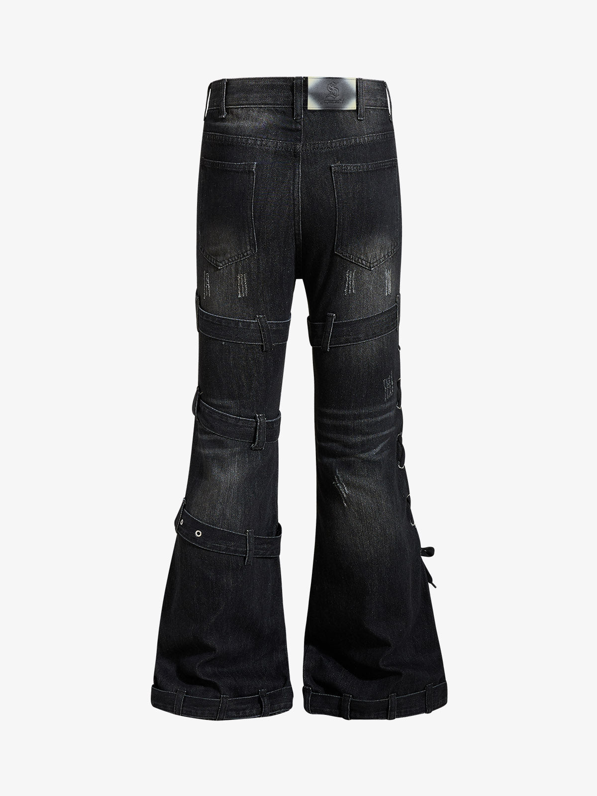 Multi-Strap Low Rise Bootcut Jeans