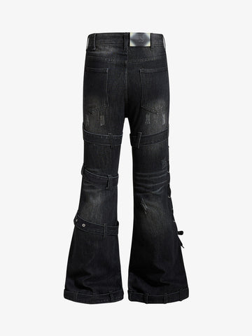 Multi-Strap Low Rise Bootcut Jeans