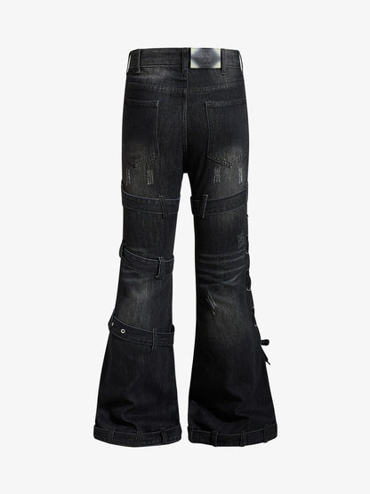 Multi-Strap Low Rise Bootcut Jeans