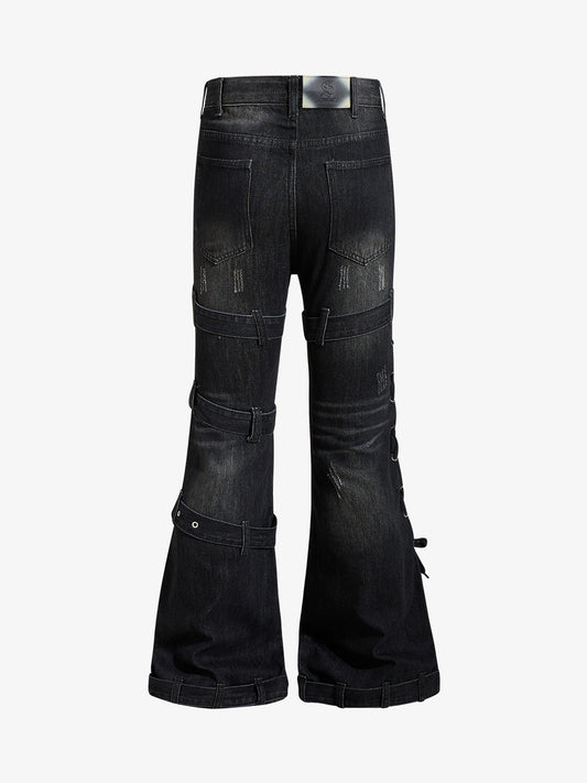 Multi-Strap Low Rise Bootcut Jeans