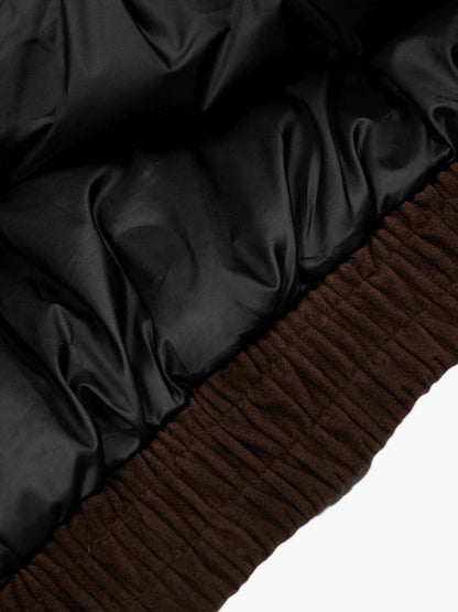 Retro Lambswool Stand Collar Asymmetrical Suede Padded Jacket 