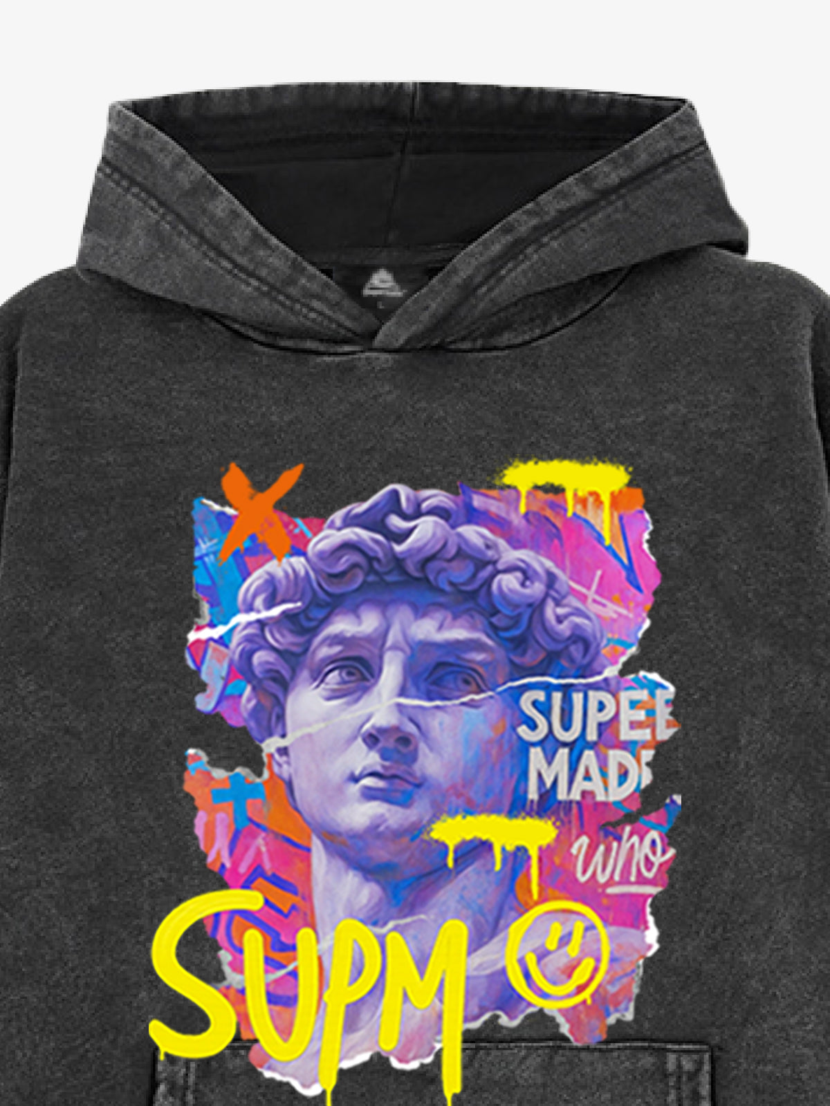 French Terry Street Color Graffiti David Statue Hoodie 