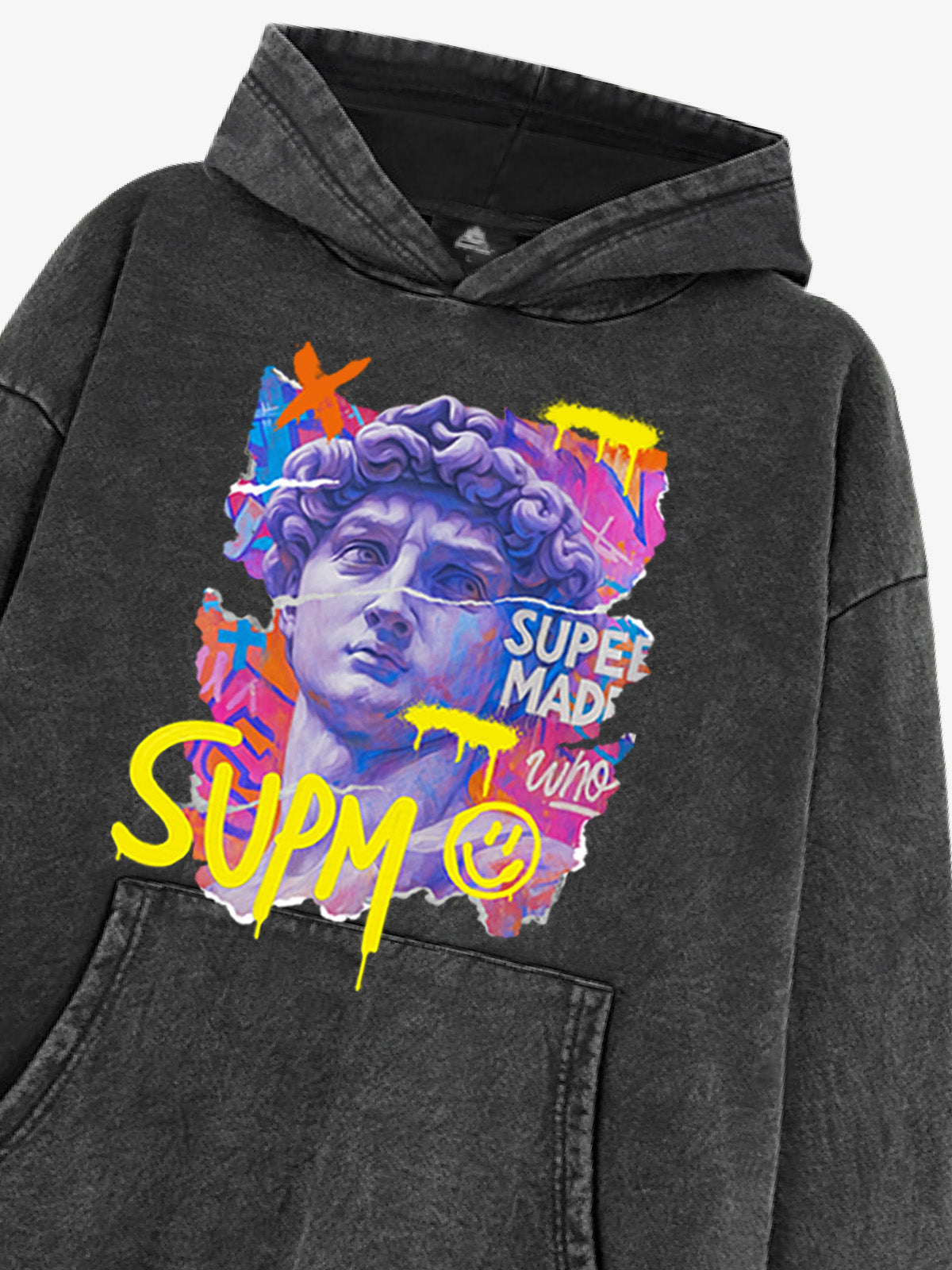 French Terry Street Color Graffiti David Statue Hoodie 