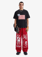 Dark Graphic Print Sweatpants 