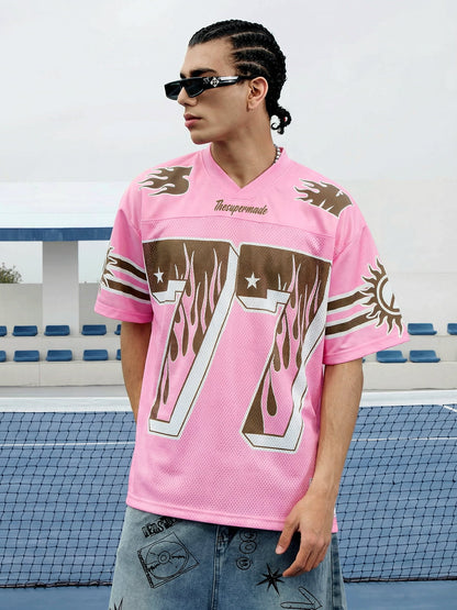 Pink Flame Print Jersey T-shirt - 2390 