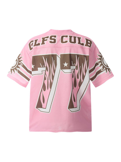 Pink Flame Print Jersey T-shirt - 2390 