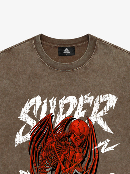 Original Street Angel and Devil Hatching Pattern T-shirt 