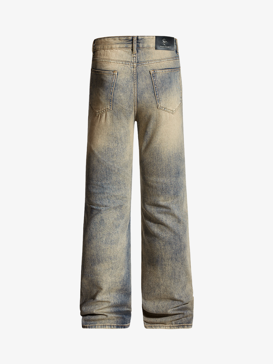 Vintage Distressed Ripped Wide Leg Jeans; Blue / S, Blue / M, Blue / L, Blue / XL, Blue / 2XL