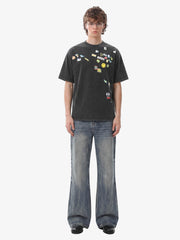 Retro Washed Faded Flared Jeans 
