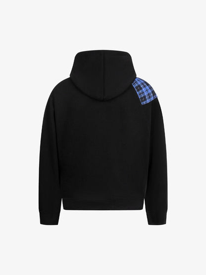 Retro Street Plaid Bow Stitching Hoodie 