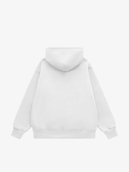 Thesupermade Street Letter Design Print Plush Hooded Sweatshirt 