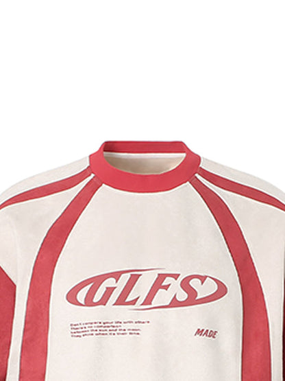 Jersey Deconstructed Contrast Color Stitching Print T-shirt - 2407 