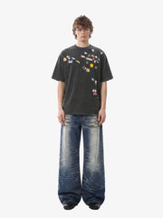 Vintage Gaming Sticker Style Motif Oversized T-Shirt 