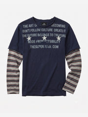 Striped Patchwork Long Sleeve Tee