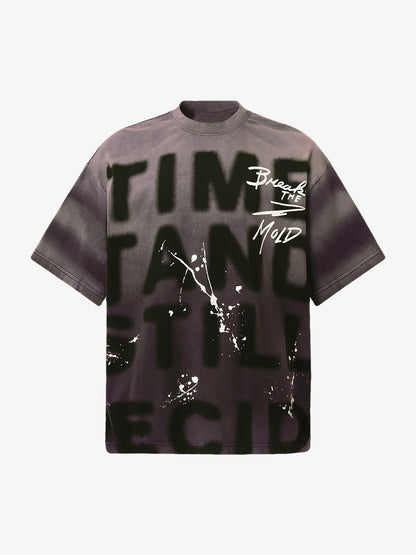 Ink Splash Letter Print T-shirt - 2414 