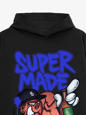 Original Contrast Color Letter Graphic Hoodie 