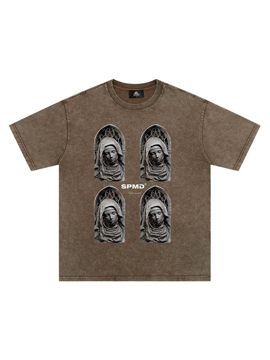 Original Virgin Mary Mottled Sculpture Print T-Shirt 