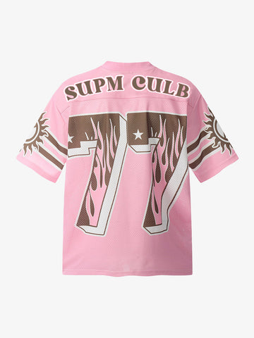 Pink Flame Print Jersey T-shirt - 2390 