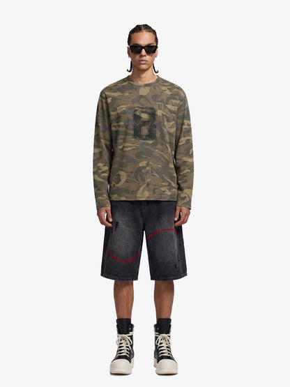 Camo Number 8 Graphic Long Sleeve T-Shirt - 2638 