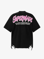 Retro Letter Graphic T-Shirtc - 2603 
