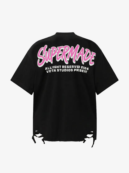 Maglietta grafica con lettere retrò