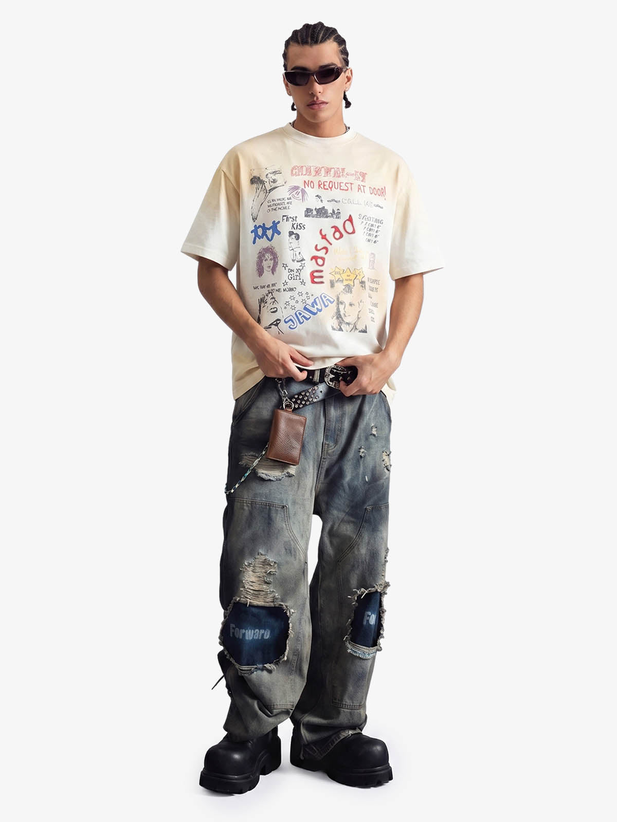 Graffiti Collage Mixed Graphic T-Shirt 