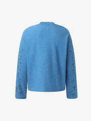 Langarmshirt mit Slogan und Waffelmuster