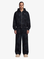 Vintage Washed Tie-Dye Zip Up Hoodie & Barrel Sweatpants Tracksuit 