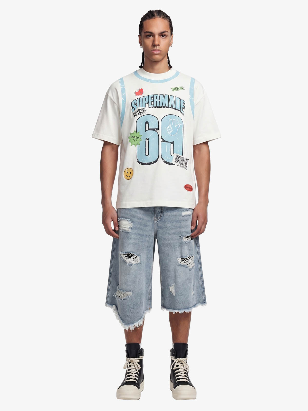 Distressed Number 69 Graphic Print T-Shirt 