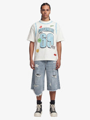 Distressed Number 69 Graphic Print T-Shirt 