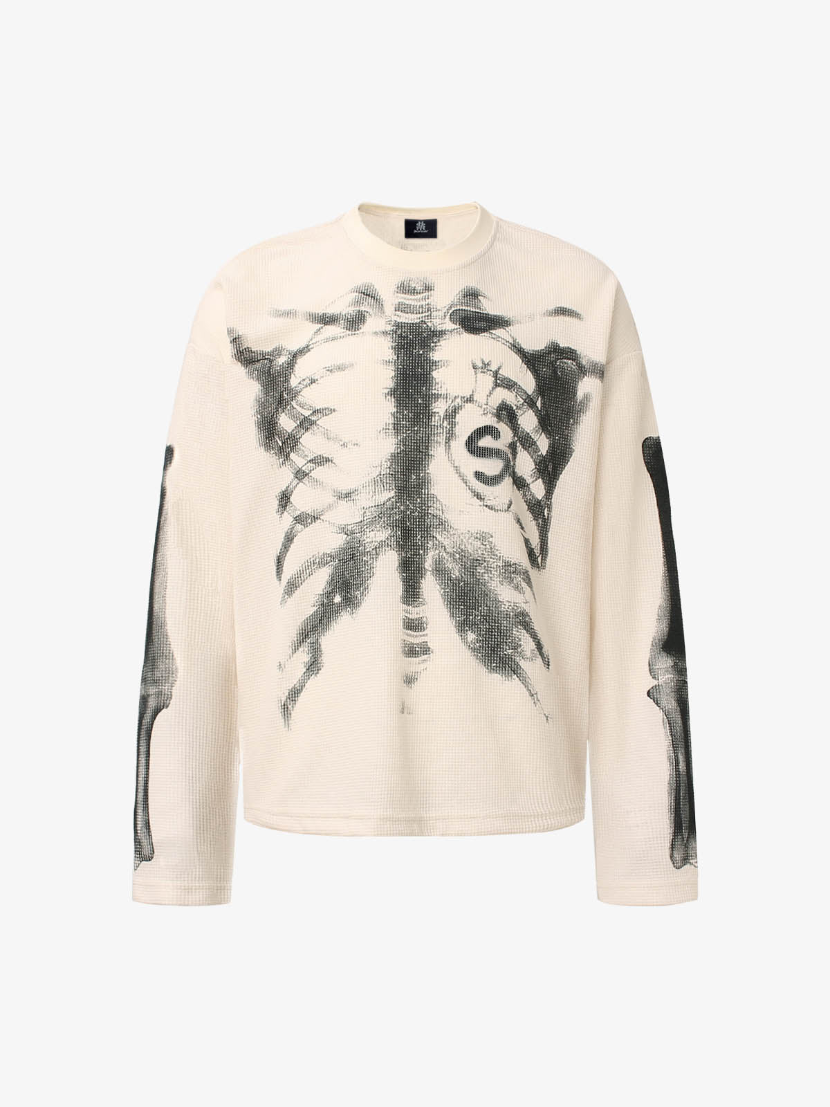 Sudadera con estampado de esqueleto y tejido gofrado - 2495