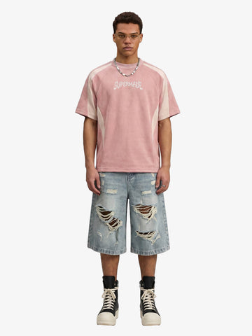 Distressed Washed Ripped Denim Jort 