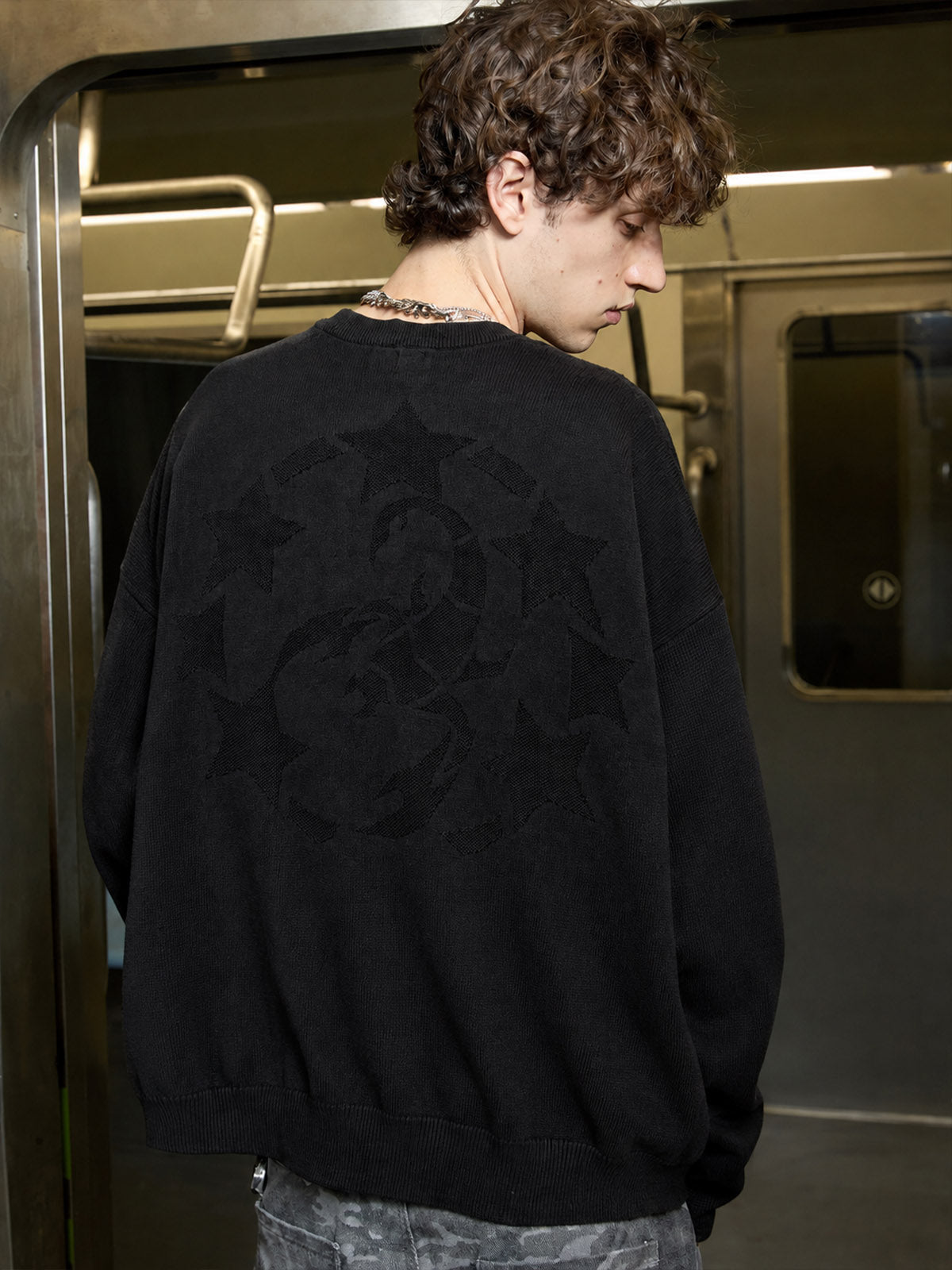 Oversized Graphic Knit Sweater