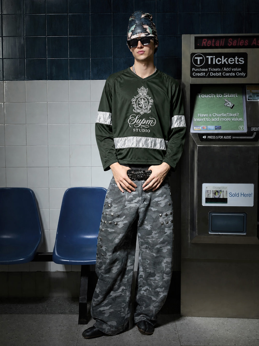 Reflective Patchwork Embroidered Long Sleeve Tee