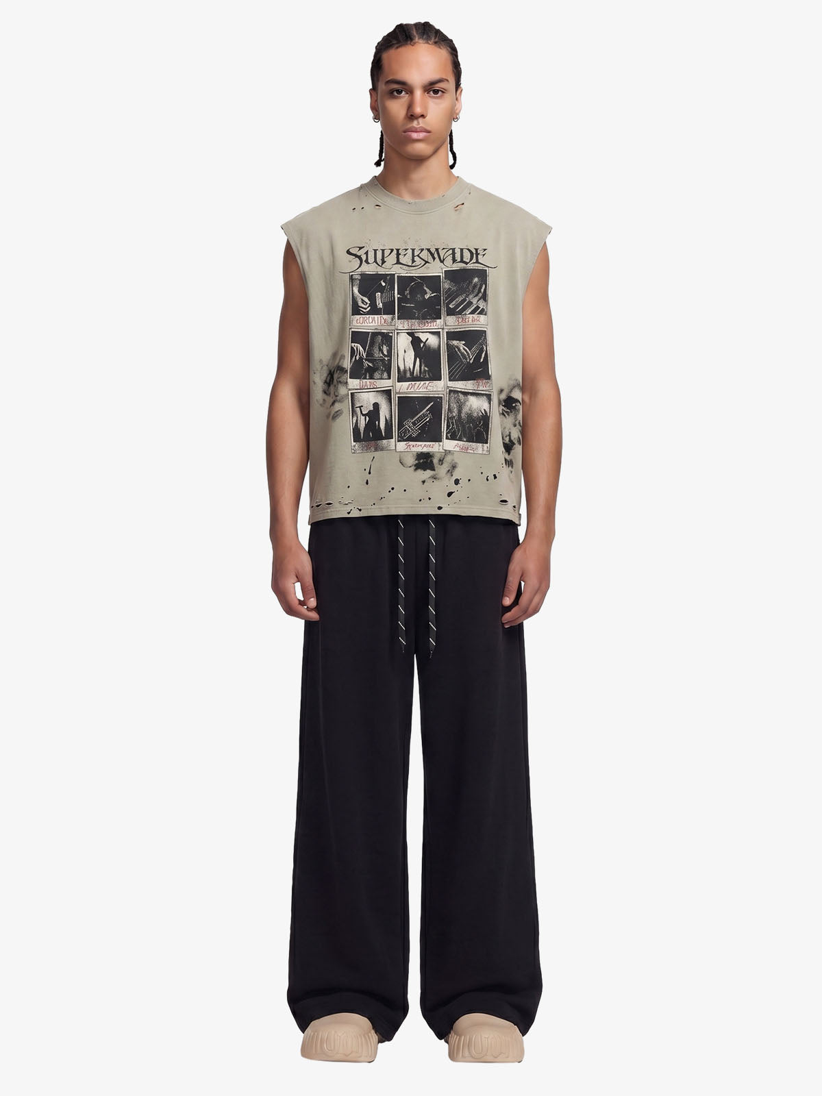 Drawstring Wide Leg Relaxed Sweatpants 