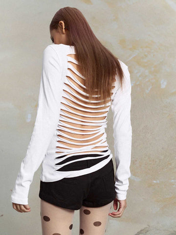 Cut-Out Slim Long Sleeve Tee