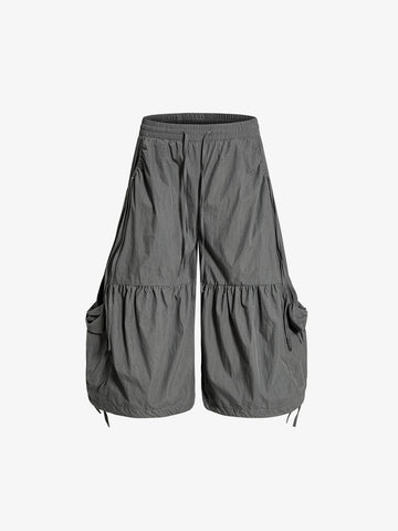 Nylon Cargo Culottes – Lightweight Elastic Waist Utility Pants