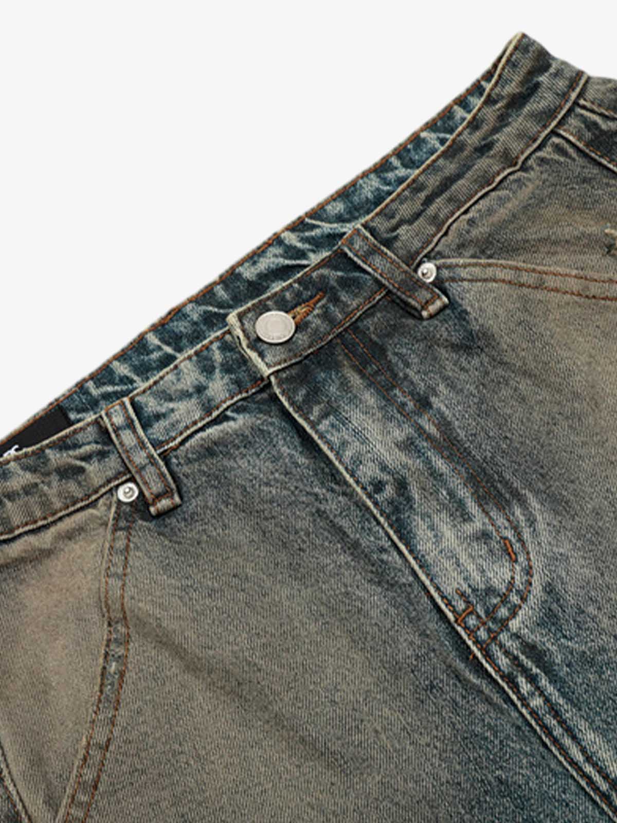 Vintage Mud-Dyed Distressed Barrel Jeans - 2537 
