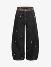Star Embroidered Curved-Seam Jeans