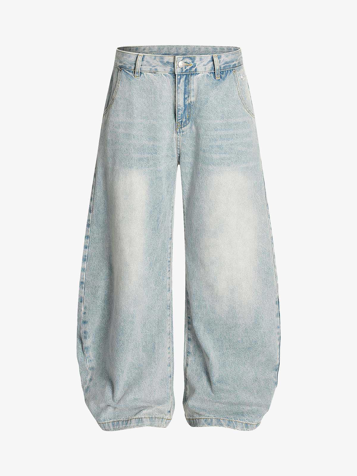 Denim Washed Distressed Barrel Jeans - 2511 