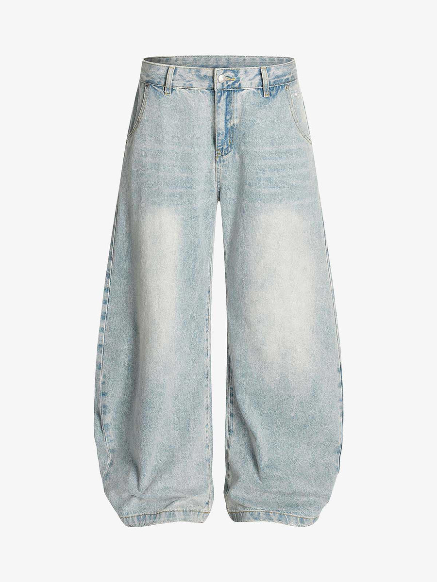 Denim Washed Distressed Barrel Jeans - 2511 