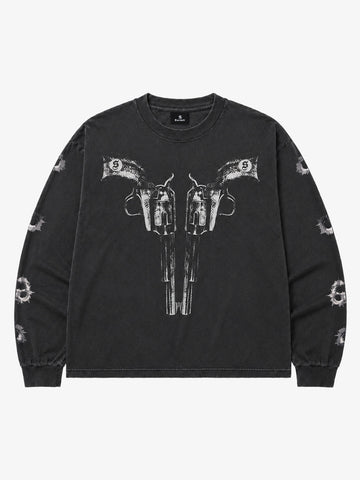 Revolver Graphic Distressed Long Sleeve Tee
