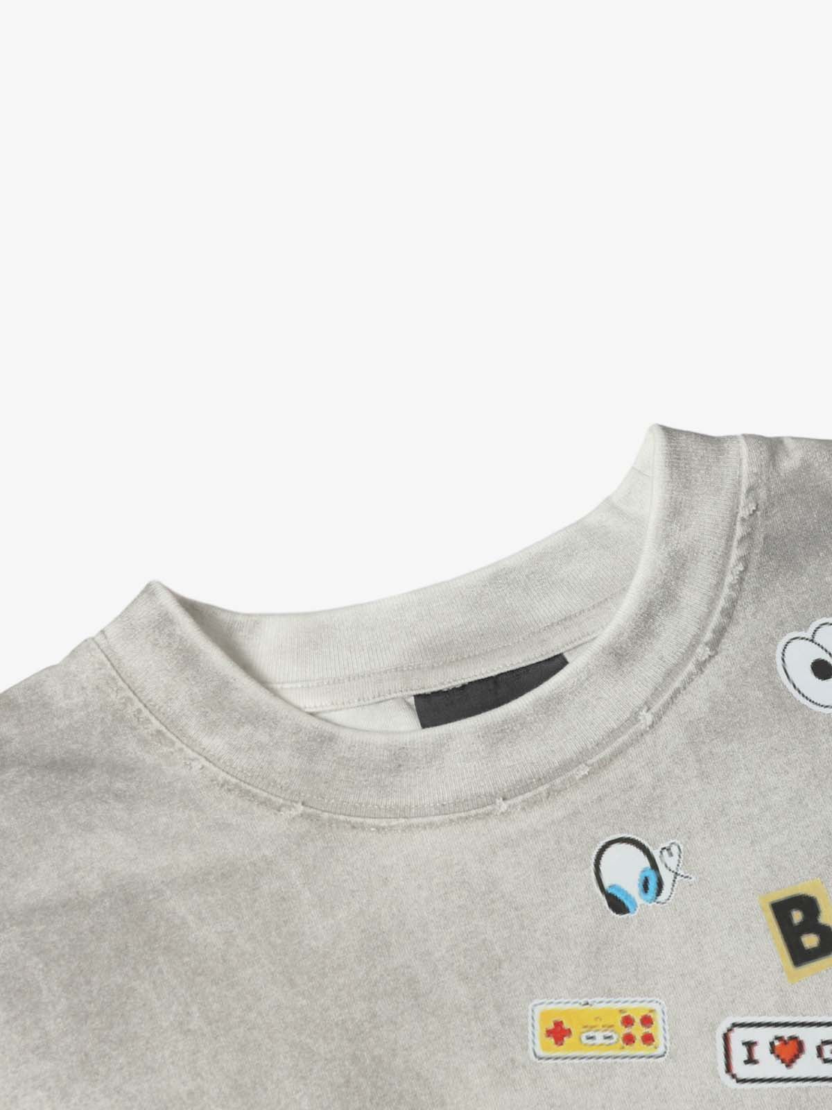 Vintage Gaming Sticker Style Motif Oversized T-Shirt 