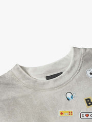 Vintage Gaming Sticker Style Motif Oversized T-Shirt 