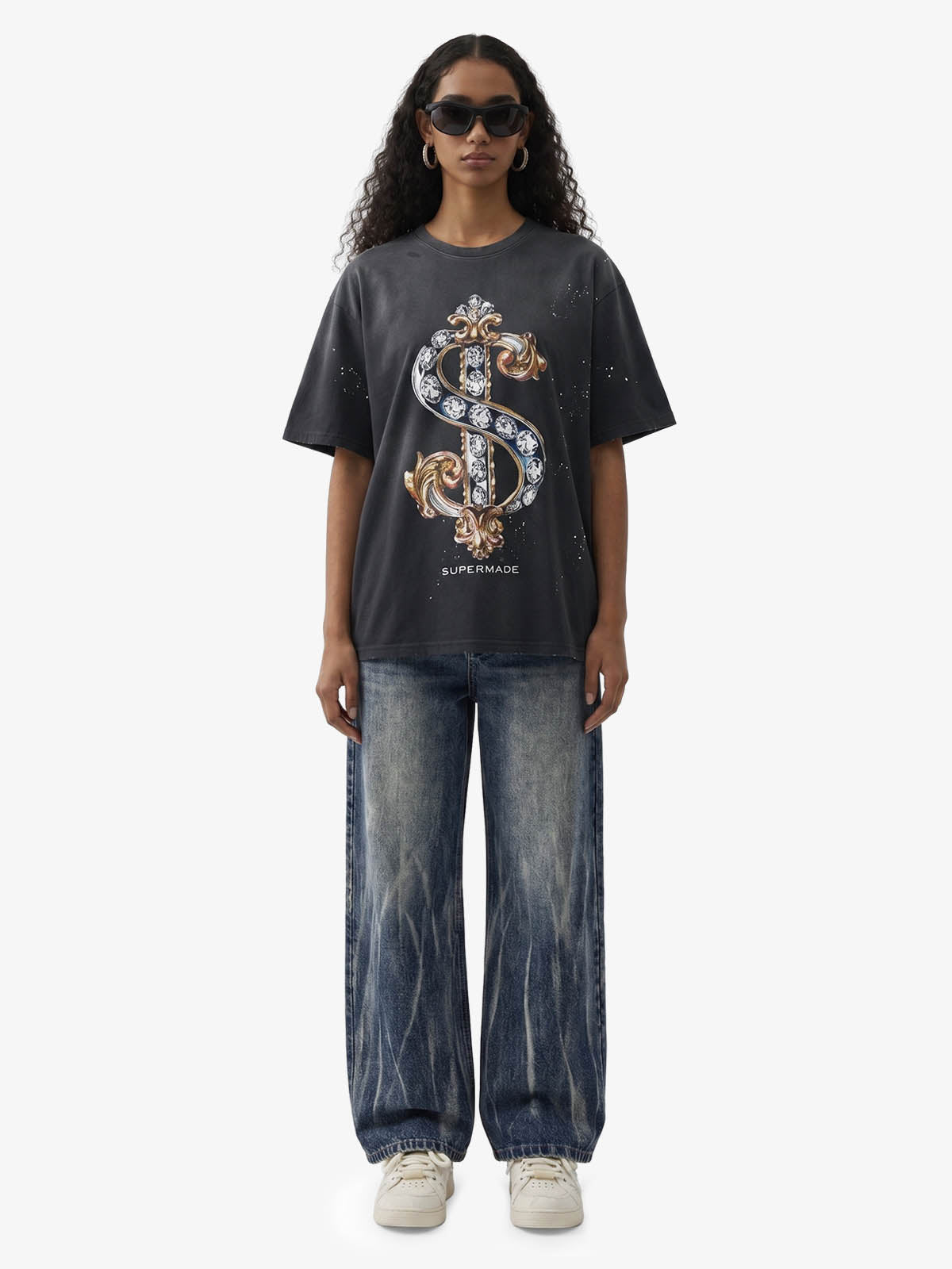 Vintage Rhinestone Dollar Graphic T-Shirt 