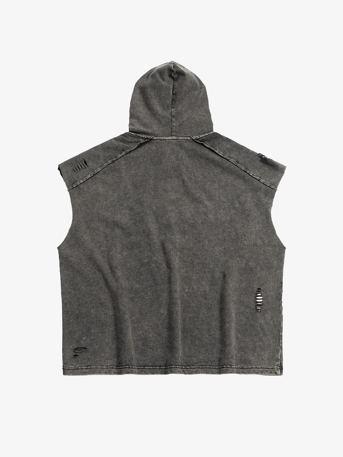 Distressed Washed Sleeveless Hoodie 
