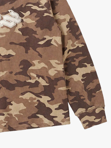Desert Camo Puff Graphic Waffle Long Sleeve Tee