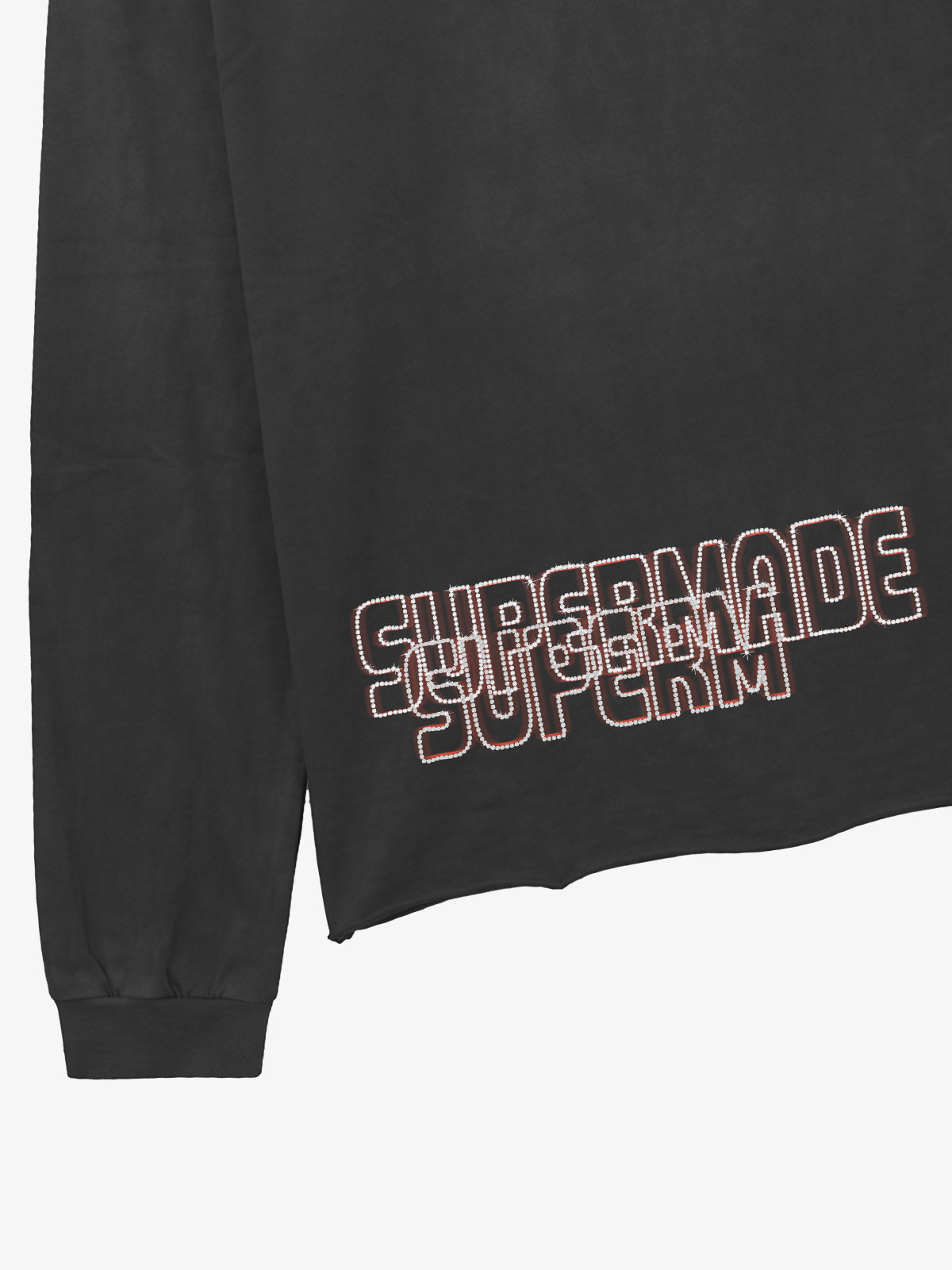 Devil Graphic Rhinestone Distressed Color Block Long Sleeve Top