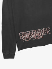 Devil Graphic Rhinestone Distressed Color Block Long Sleeve Top