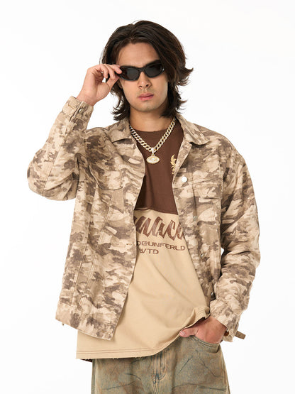 Camouflage Print Denim Jacket for Men - Stylish and Versatile Outerwear 